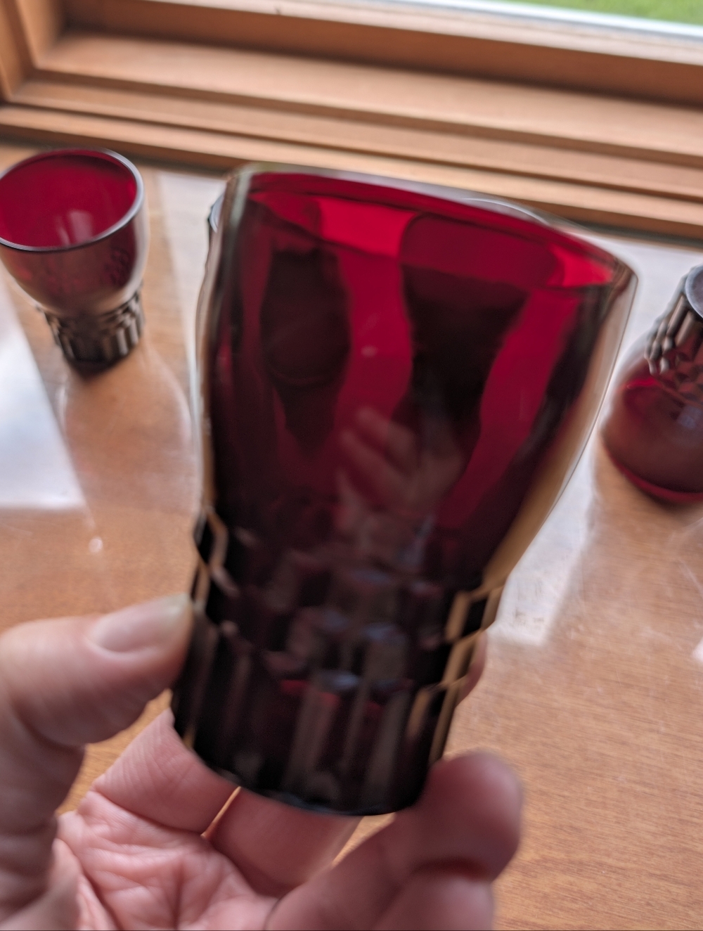 Vtg Anchor Hocking Royal Ruby Windsor Tumblers & Coronation Creamer Set - 7pc - Picture 13 of 17